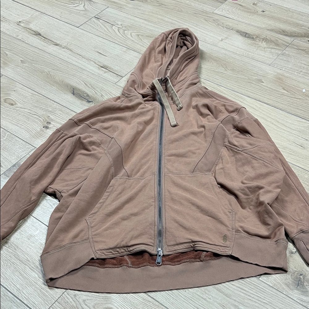 Free People Brown Zip-Up Hoodie